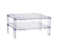 2pcs stacking shelf freezer rack Kitchen Storage Rack foldable cabinet shelf kitchen fridge organizer stackable shelves refrigerator organizer clear shelf as kitchen supplies fruit