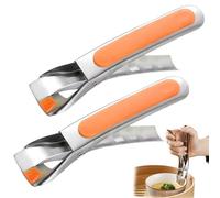 2PCS Stainless Steel Anti-Scalding Hot Bowl Plate Gripper Clips, Kitchen Silicone Tongs, Non-Slip Dish Tongs, Silicone Tong for Air Fryer, Hot Tray Grabber for Kitchen for Plates, Trays(Orange)