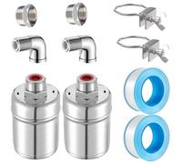 2pcs Stainless Steel Automatic Water Float Valve - 1/2in & 3/4in Dual Connections, Heavy-Duty Water Level Control for Livestock Trough, Fish Tank, Swimming Pool, No-Leak Design