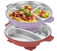 2Pcs Stainless Steel Baby Plate with Suction Non Slip Kids Divided Plates with Removable Silicone Sleeves Self Feeding Training Divided and Weaning Dinner Set for Tables and Highchairs Toddlers Gift