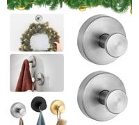 2PCS Stainless Steel Bathroom Towel Hook, New Stainless Steel Waterproof Suction Cup Hooks for Shower,Suction Cups with Hooks,Upgraded Suction Hook for Bathroom Hanging Towels (Silvery)