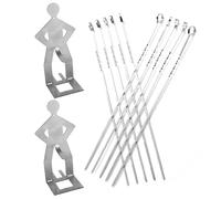 2pcs Stainless Steel BBQ Sausage Holder, with 10pcs Skewers, Standing Man Sausage Barbecue Rack, for Outdoor Camping Cooking Accessories