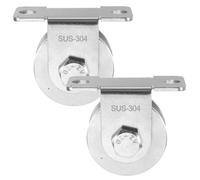 2PCS Stainless Steel Cable Pulley Wall Mount - H-pe Sliding Roller with Built-in Bearings Perfect for Sliding Doors and Various Applicats - Silver h
