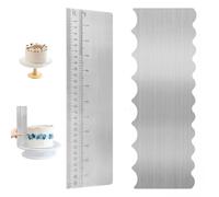 2PCS Stainless Steel Cake Scraper Set - 30cm Ruler Scraper + Large Wave Scraper, Professional Buttercream Smoother & Icing Scraper for Cake Decorating, Baking Tools for Amateurs & Pastry Chefs