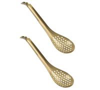 2pcs Stainless Steel Caviar Slotted Spoon for Molecular Cooking | Food-grade Metal, Mirror Polished Finish, Smooth round Edges, Fast Draining Design, for Chefs and Restaurants