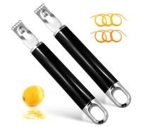 2pcs Stainless Steel Channel Knife, Lemon Zester Fruit Peeler with Hanging Loop Multifunctional Lemon Twist Peeler Fruit Orange Citrus Zester Tool for Cocktail Kitchen Home Bar