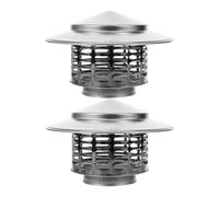 2pcs Stainless Steel Chimney Cap Umbrella Style 18.5x18.5x12.5cm | One-piece Metal Build, Drain-Off Design, Silver Finish, for Stove Pipe and Wood-Burning Stove in Windy Conditions