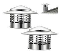 2pcs Stainless Steel Chimney Caps, Flue Cowl Pipe Rain Cover Vent Cap, Windproof Roof Pipe Exhaust Hood Protector Cap,Fireplace Chimney Caps(250mmm/9.8in 2pack)