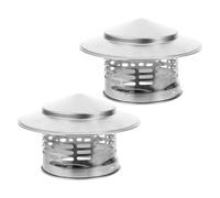 2pcs Stainless Steel Chimney Pipe Cap 110mm Umbrella Roof Cover | Silver One Piece Molding, Debris Blocking for Flue Pipes and Wood Burning Stoves, Outdoor Use