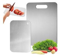2PCS Stainless Steel Chopping Board, Titanium Cutting Board, Double-Sided Food Grade Cutting Board, Ideal for Handling Meat and Vegetables Separately(34 x 23cm+24 x 15cm)
