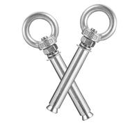 2pcs Stainless Steel Closed Hook Eyebolts Fastener 60mm | M6 Shielded Bolt Design, 10mm Drill Opening, 16.8mm Inner Ring, 38mm Casing, Silver Finish