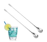 2PCS Stainless Steel Cocktail Stirrers, 12 Inch Spiral Mixing Spoons Long Handle Twisted Stirrer, Bar Spoon Cocktail Shaker with Teardrop End, Drink Stirrer for Bartending Cocktails Coffee Ice Cream