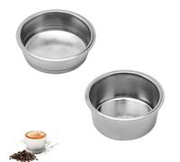 2PCS Stainless Steel Coffee Filter 51mm Coffee Portafilter Basket Reusable Replacement Portafilter Basket Espresso Machines Accessories for High Pressure Coffee Machine (Double & Single Cup)