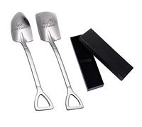 2pcs Stainless Steel Coffee Spoons With Black Gift Box, His and Her Ice Cream Spoon, Creative Square Tip, Engraved, Valentine's Day Wedding Memorial Gift