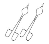 2pcs Stainless Steel Crucible Tongs Silver Thickened Long Clamp