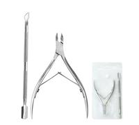 2Pcs Stainless Steel Cuticle Cutter with Cuticle Pusher Durable Cuticle Remover Tool Kit Professional Cuticle Nippers Precision Manicure Nail Prep Cutters for Home Salon