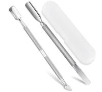 2Pcs Stainless Steel Cuticle Pusher Tool Kit - Dual Head Nail Cuticle Cleaner & Remover Set for Dead Skin Removal on Fingers and Nails - Perfect for Nail Art