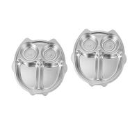 2pcs Stainless Steel Dinner Plate Divided Messes Tray Snack Dishes Food Divided Plate Food Kids Cooking Utensils mini Cake containers Serving Utensils Stainless Steel