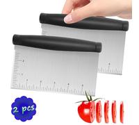 2pcs Stainless Steel Dough Scraper & Chopper - 6 Inch Multi-Purpose Kitchen Tools with Measuring Markings, Cutter for Dough, Pizza, Cake,Griddle Scraper,Bench Scraper