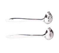 2pcs Stainless Steel Duckbill Soup Spoon for Serving | Silver Finish, One-piece Colander Set, for Broth and Meat Pieces, Home Kitchen Use