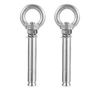 2pcs Stainless Steel Expansion Eye Bolt Closed Hook M6 60mm | Corrosion Resistant Shielded Design, 10mm Drill Hole, 16.8mm Inner Ring, Silver Finish for Fixtures