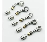 2pcs Stainless Steel Female AN3-3 3AN to Metric M10 10mm 0.4in Banjo Bolt Eye Brake Hose Fitting Adapter 90 Degree