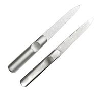 2pcs Stainless Steel Finger Nail Buffer Manicure, Professional Nail File Set, Home Metal Fingernails Manicure Files, Precision Fingernail Board Shaping Smoothing for Salon Home Travel Women Men