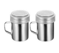 2Pcs Stainless Steel Flour Shaker Duster with Handle, Chocolate Shaker for Cappuccino with a Lid, Flour Sifter Suitable for Storing Frosting Coffee Powder in The Kitchen