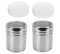 2Pcs Stainless Steel Flour Sugar Salt Shaker - Powder Icing Sugar Shaker with Lid - Fine Mesh Sifter for Baking, Cooking - Kitchen Tools for Home, Pastry & Barista Use