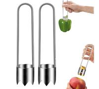 2PCS Stainless Steel Fruit & Vegetable Corer, Bell Pepper Seed Remover Fruit Core Remover Apple Pear Vegetable Coring Tool for Home Use Kitchen Gadgets