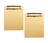 2pcs Stainless Steel Golden Clipboard for A5 Notebooks and Order Pads | Secure Paper Grip, Lightweight Build, Elegant Finish, Suited to Meetings, Grading, and Professional Use
