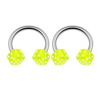 2PCS Stainless Steel Green Horseshoe Hoop 14 Gauge 3/8 10mm 4mm Dice Acrylic Nose Lobe Earring Labret Piercing Jewellery 3204