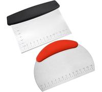 2Pcs, Stainless Steel Griddle Scraper Chopper, Bench Scraper Kitchen Tool for Dough, Vegetables, Flat Top Griddles, with Inch Marking, Ideal for Baking, BBQ, and Grill Maintenance