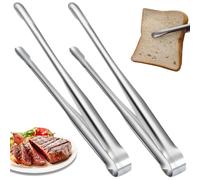 2pcs Stainless Steel Grill Tongs, 8-Inch Korean and Japanese BBQ Tongs, Kitchen Tongs for Cooking, Small Serving for Salad, Camping, Barbecue, Buffet, Oven, Anti-Slip