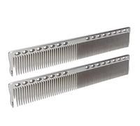 2pcs Stainless Steel Hair Comb, Haircut Comb Styling Tool, Lightweight Small Size Easy to Store Carry with Dense Sparse Teeth Design for Professional Barber Shop Home Use (#2)