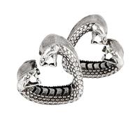 2Pcs Stainless Steel Heart Shaped Ear Tunnels for Stretching 8-25mm Double Headed Snake Design Retro Silver (16mm)