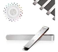 2PCS Stainless Steel Hemming Clips, 3 Inch Measurement Ruler Sewing Supplies, for Fabric Pinning and Marking Accessories with Shaped Pearl Needle