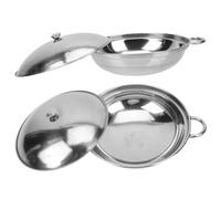 2pcs Stainless Steel Hot Pot with Cover, Double Handle, Silver Cooking