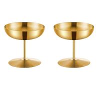 2pcs Stainless Steel Ice Cream Cup Serving Dessert Bowls Cups Sauce Mini Round Footed Yogurt Snack Candy Cups Cocktail Gold Martini Cocktail Glasses Metal Cup Matte Finish