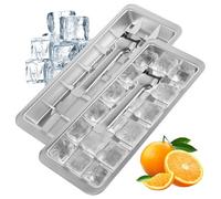 2PCS Stainless Steel Ice Cube Tray,18 Slot Removable Metal Ice Cube Maker with Easy Release Handle,Detachable Freezer Square ICES Cubes Mold for Making Various ICES Cubes and Frozen Foods