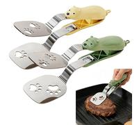 2Pcs Stainless Steel Kitchen Tongs, Kitchen and Home Essentials Utensils Gadgets for Bakers Pasta Salad, Bear Small Cooking Spatula Food Tongs Green and Yellow for Home Restaurant Toast 2026