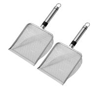 2Pcs Stainless Steel Kitten Litter Scooper Metal Sand Sifter Pet Litter Box Tool Large Capacity for Soil Sand Filtering Garden Sieve Soil Compost