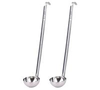 2pcs Stainless Steel Ladle Set with Hook Handle Long Handled Silver