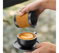 2pcs Stainless Steel Latte Coffee Cup Leather Case Pointed Mouth Thickened Milk Foam Cup Pull Flower Tank Barista Tools(Blue-450ml)