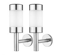 2Pcs Stainless Steel LED Solar Light Outdoor Wall Mounted Solar Power Light Lamp for Landscape Garden Yard Sensor Lamp Home Fence Decoration