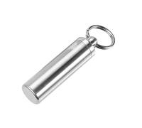 2Pcs Stainless Steel Medicine Pill Box Case 15mm Waterproof Keychain Holder Bottle Container