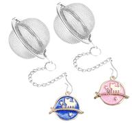 2Pcs Stainless Steel Mesh Tea Infuser, 2.1 inch Tea Ball with Cute Planet Cat Pendants,Tea Strainer Tea Diffuser Tea Steeper for Filtering Tea,Tea Infusers for Loose Tea (Cute Planet Cat, 2PC)