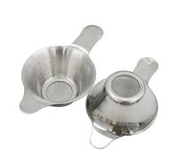 2Pcs Stainless Steel Mini Strainer Fine Mesh Tea Leaf Funnel Tea Filter Infuser Tea Ceremony Accessories with Double Handle, 2 Size and Silver