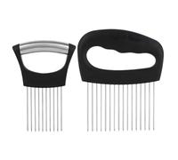 2PCS Stainless Steel Onion Holder, Onion Slicer, Professional Stainless Steel Food Slicer & Kitchen Assistant Tool for Onions, Potato, Tomato, Lemon, Avocado, Meat, Eggs.