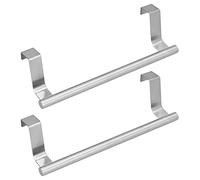 2Pcs Stainless Steel over Door Towel Bar Storage Hanger Organizer for Cabinet or Cupboard, over Kitchen Cabinet Door Towel Bar Holder for Hand, Dish, and Tea Towel Rack, Inside or Outside Doors(23cm)